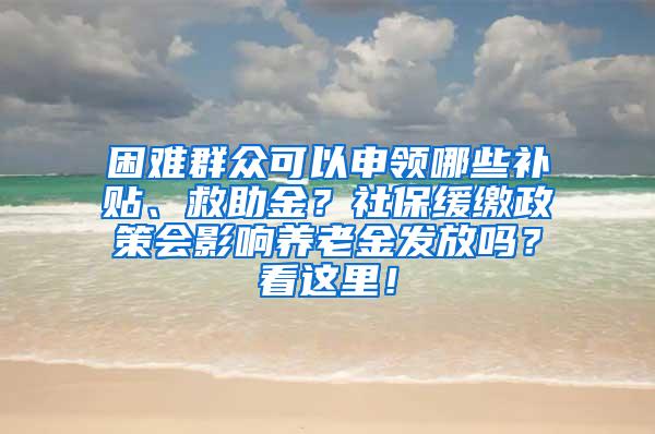 困难群众可以申领哪些补贴、救助金？社保缓缴政策会影响养老金发放吗？看这里！