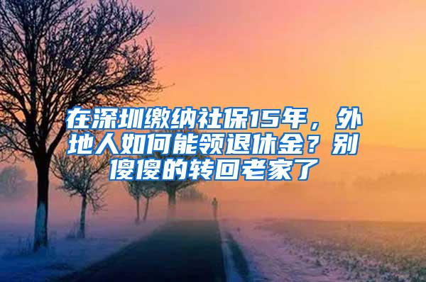 在深圳缴纳社保15年，外地人如何能领退休金？别傻傻的转回老家了