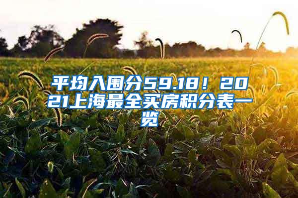 平均入围分59.18！2021上海最全买房积分表一览