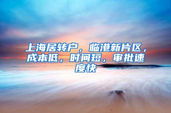 上海居转户，临港新片区，成本低，时间短，审批速度快