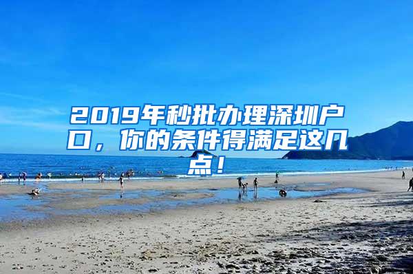 2019年秒批办理深圳户口，你的条件得满足这几点！