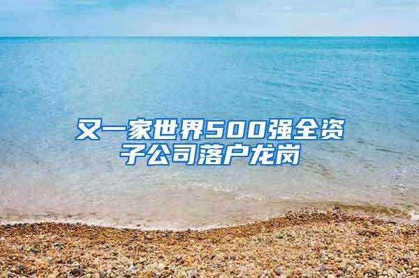 又一家世界500强全资子公司落户龙岗