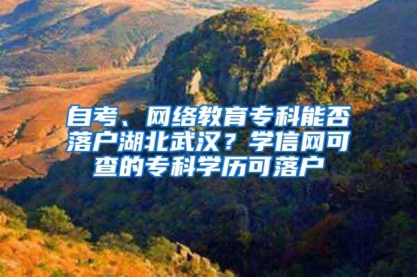 自考、网络教育专科能否落户湖北武汉？学信网可查的专科学历可落户