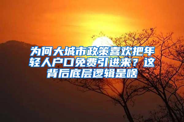 为何大城市政策喜欢把年轻人户口免费引进来？这背后底层逻辑是啥