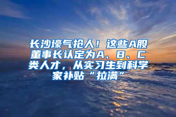 长沙壕气抢人！这些A股董事长认定为A、B、C类人才，从实习生到科学家补贴“拉满”