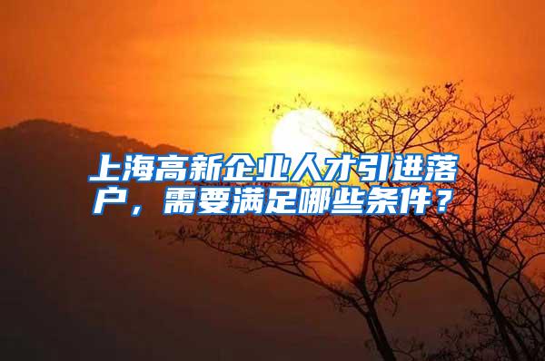 上海高新企业人才引进落户，需要满足哪些条件？