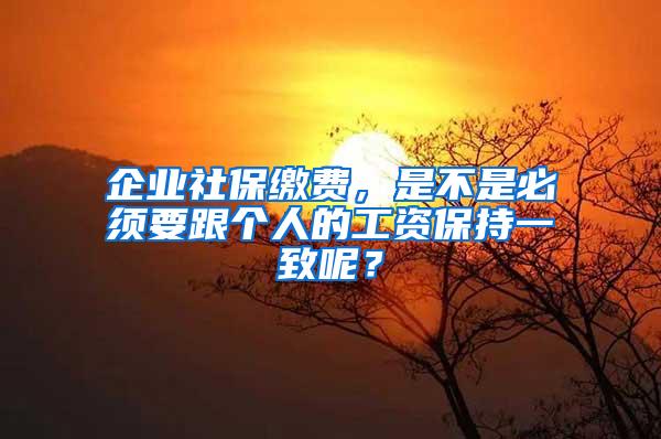 企业社保缴费，是不是必须要跟个人的工资保持一致呢？