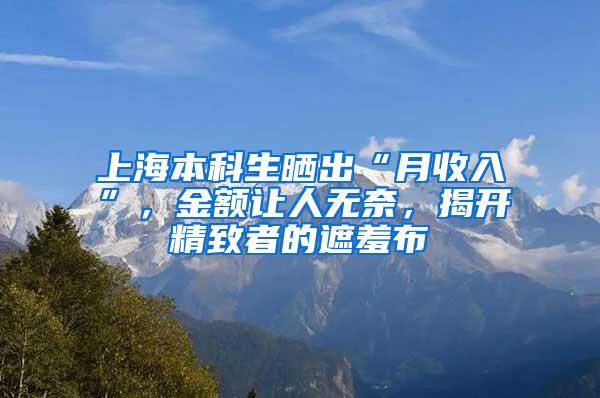 上海本科生晒出“月收入”，金额让人无奈，揭开精致者的遮羞布