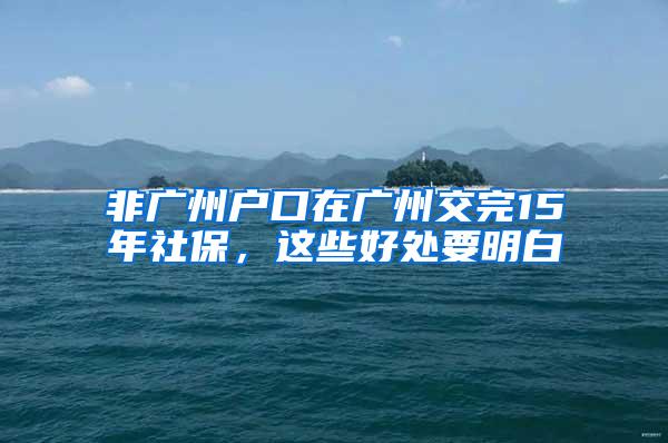 非广州户口在广州交完15年社保，这些好处要明白