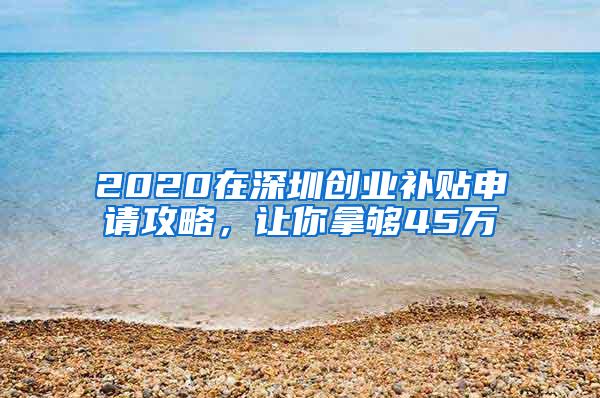 2020在深圳创业补贴申请攻略，让你拿够45万