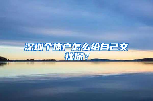 深圳个体户怎么给自己交社保？