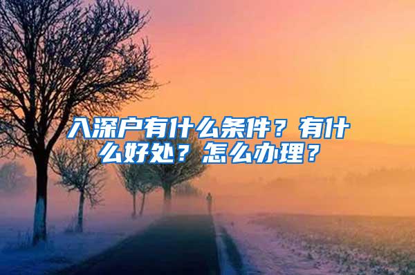 入深户有什么条件？有什么好处？怎么办理？