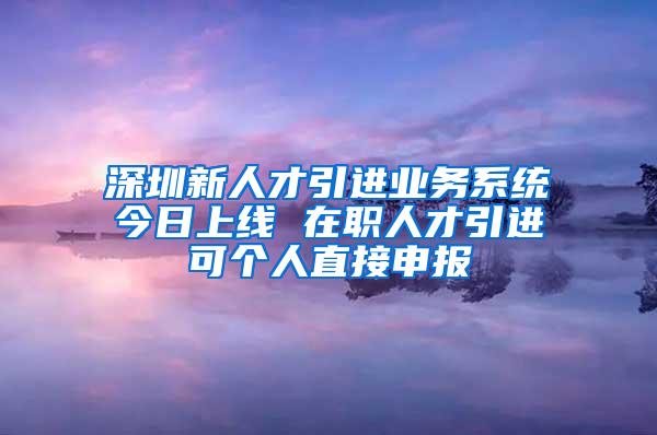 深圳新人才引进业务系统今日上线 在职人才引进可个人直接申报