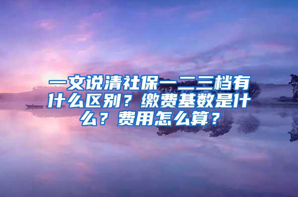 一文说清社保一二三档有什么区别？缴费基数是什么？费用怎么算？