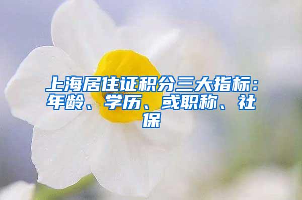 上海居住证积分三大指标：年龄、学历、或职称、社保