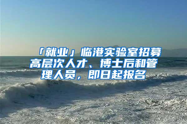 「就业」临港实验室招募高层次人才、博士后和管理人员，即日起报名