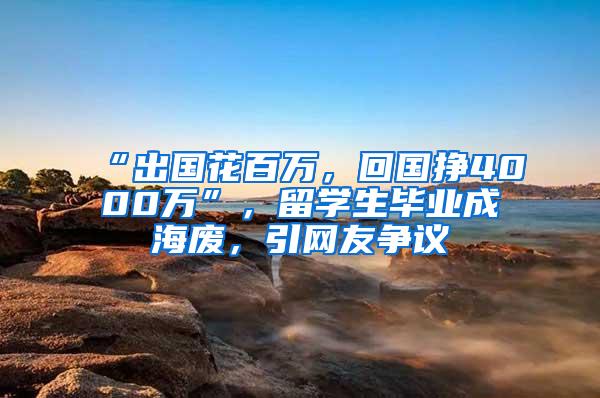 “出国花百万，回国挣4000万”，留学生毕业成海废，引网友争议