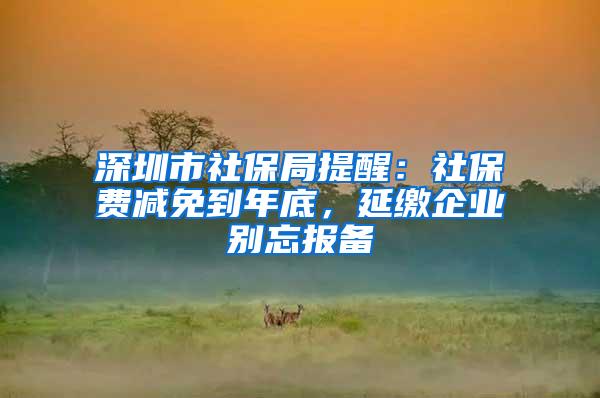 深圳市社保局提醒：社保费减免到年底，延缴企业别忘报备