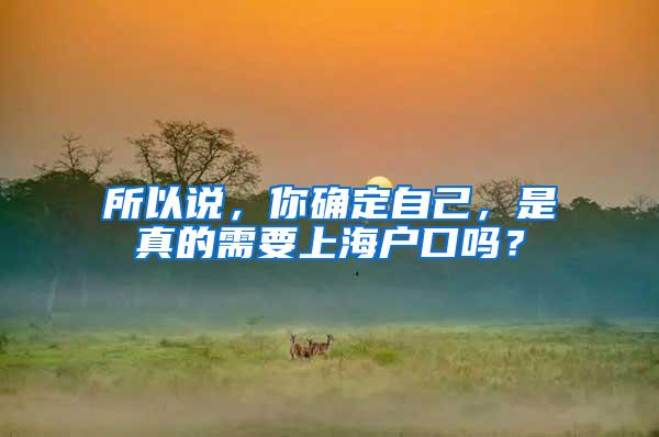 所以说，你确定自己，是真的需要上海户口吗？