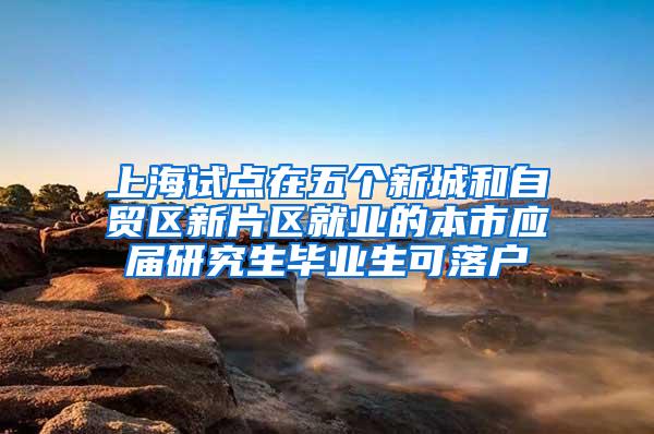 上海试点在五个新城和自贸区新片区就业的本市应届研究生毕业生可落户