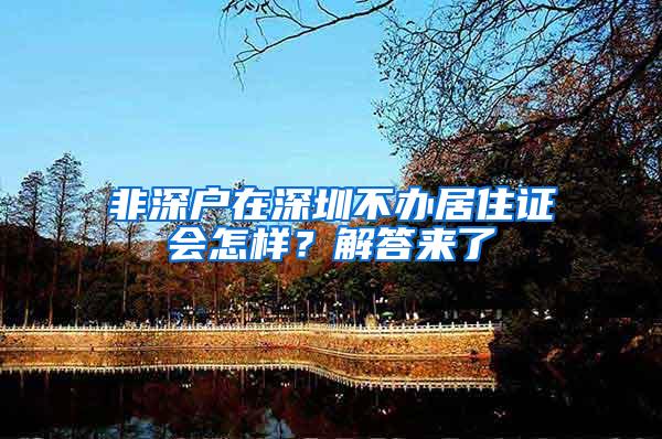 非深户在深圳不办居住证会怎样？解答来了