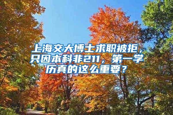 上海交大博士求职被拒，只因本科非211，第一学历真的这么重要？