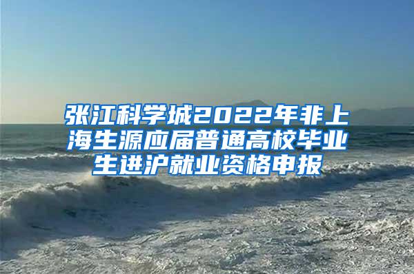 张江科学城2022年非上海生源应届普通高校毕业生进沪就业资格申报