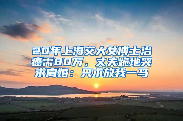 20年上海交大女博士治癌需80万，丈夫跪地哭求离婚：只求放我一马