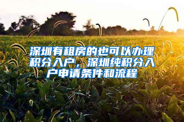 深圳有租房的也可以办理积分入户，深圳纯积分入户申请条件和流程