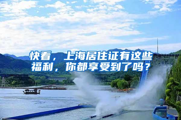 快看，上海居住证有这些福利，你都享受到了吗？