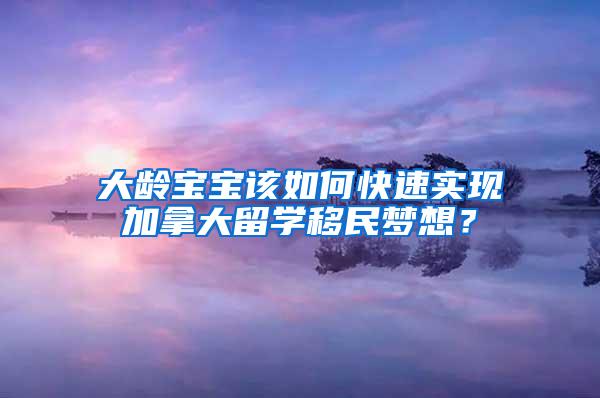 大龄宝宝该如何快速实现加拿大留学移民梦想？