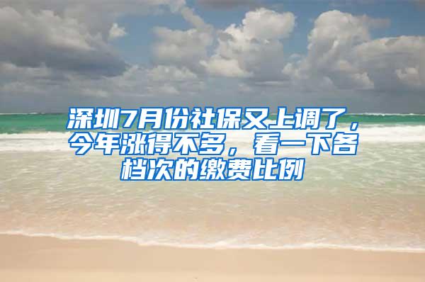 深圳7月份社保又上调了，今年涨得不多，看一下各档次的缴费比例