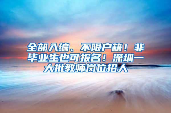 全部入编、不限户籍！非毕业生也可报名！深圳一大批教师岗位招人