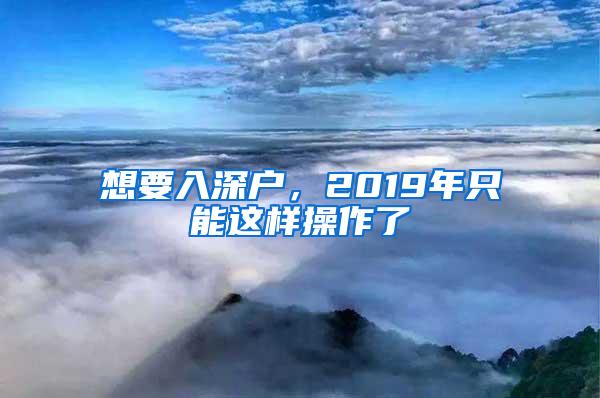 想要入深户，2019年只能这样操作了