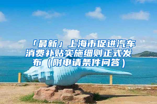 「最新」上海市促进汽车消费补贴实施细则正式发布（附申请条件问答）