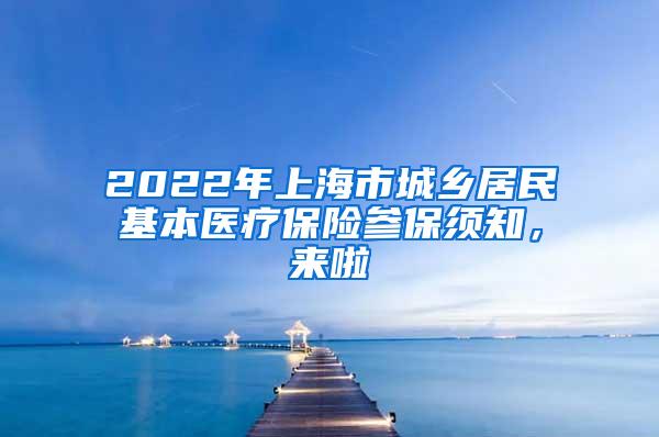 2022年上海市城乡居民基本医疗保险参保须知，来啦