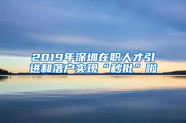 2019年深圳在职人才引进和落户实现“秒批”啦