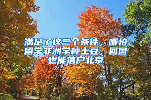 满足了这三个条件，哪怕留学非洲学种土豆，回国也能落户北京