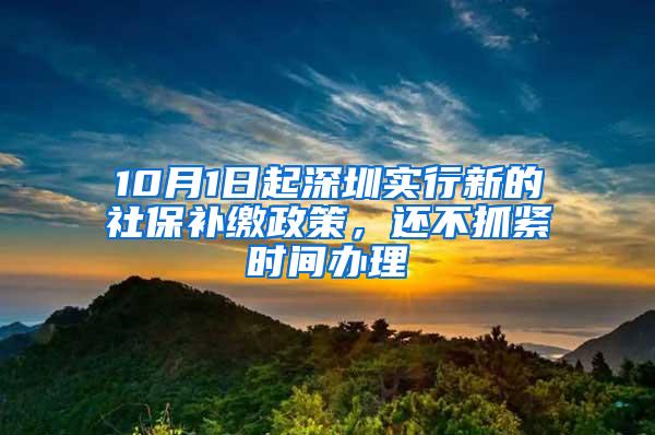 10月1日起深圳实行新的社保补缴政策，还不抓紧时间办理