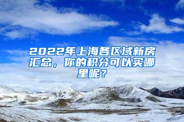 2022年上海各区域新房汇总，你的积分可以买哪里呢？