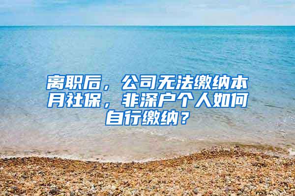 离职后，公司无法缴纳本月社保，非深户个人如何自行缴纳？