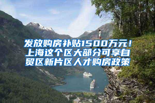 发放购房补贴1500万元！上海这个区大部分可享自贸区新片区人才购房政策