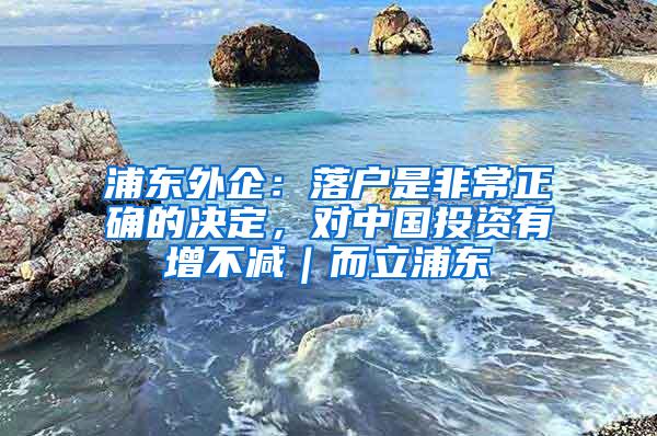 浦东外企：落户是非常正确的决定，对中国投资有增不减｜而立浦东