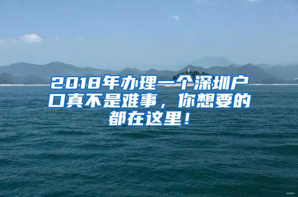 2018年办理一个深圳户口真不是难事，你想要的都在这里！