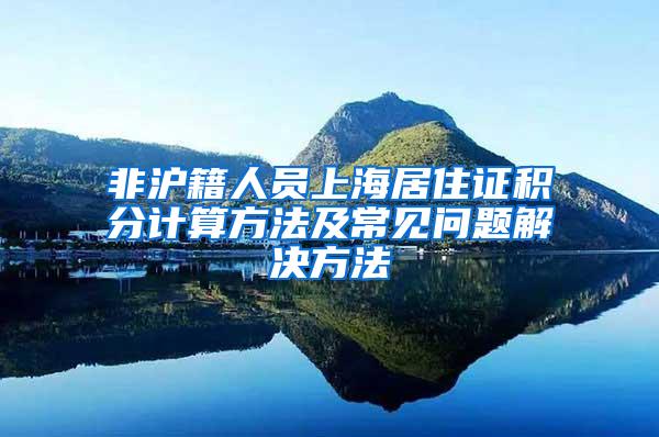 非沪籍人员上海居住证积分计算方法及常见问题解决方法