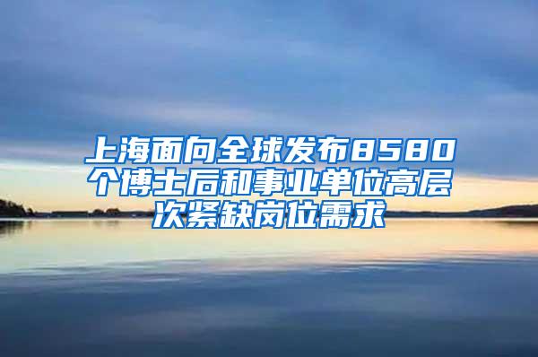 上海面向全球发布8580个博士后和事业单位高层次紧缺岗位需求