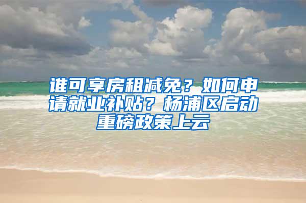 谁可享房租减免？如何申请就业补贴？杨浦区启动重磅政策上云