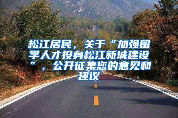 松江居民，关于“加强留学人才投身松江新城建设”，公开征集您的意见和建议→