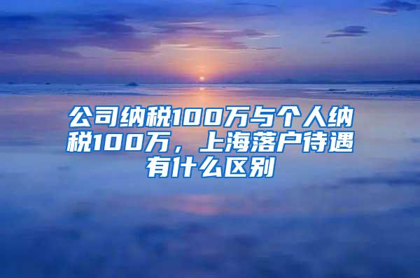 公司纳税100万与个人纳税100万，上海落户待遇有什么区别