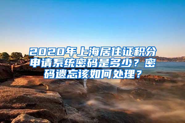 2020年上海居住证积分申请系统密码是多少？密码遗忘该如何处理？